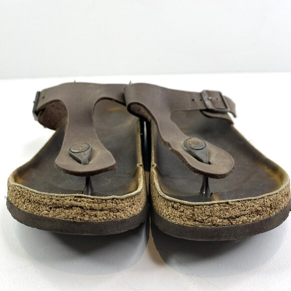 Birkenstock Sandals Size 37 US 6 Betula Gizeh Slip On Shoes Leather Brown - Picture 2 of 7